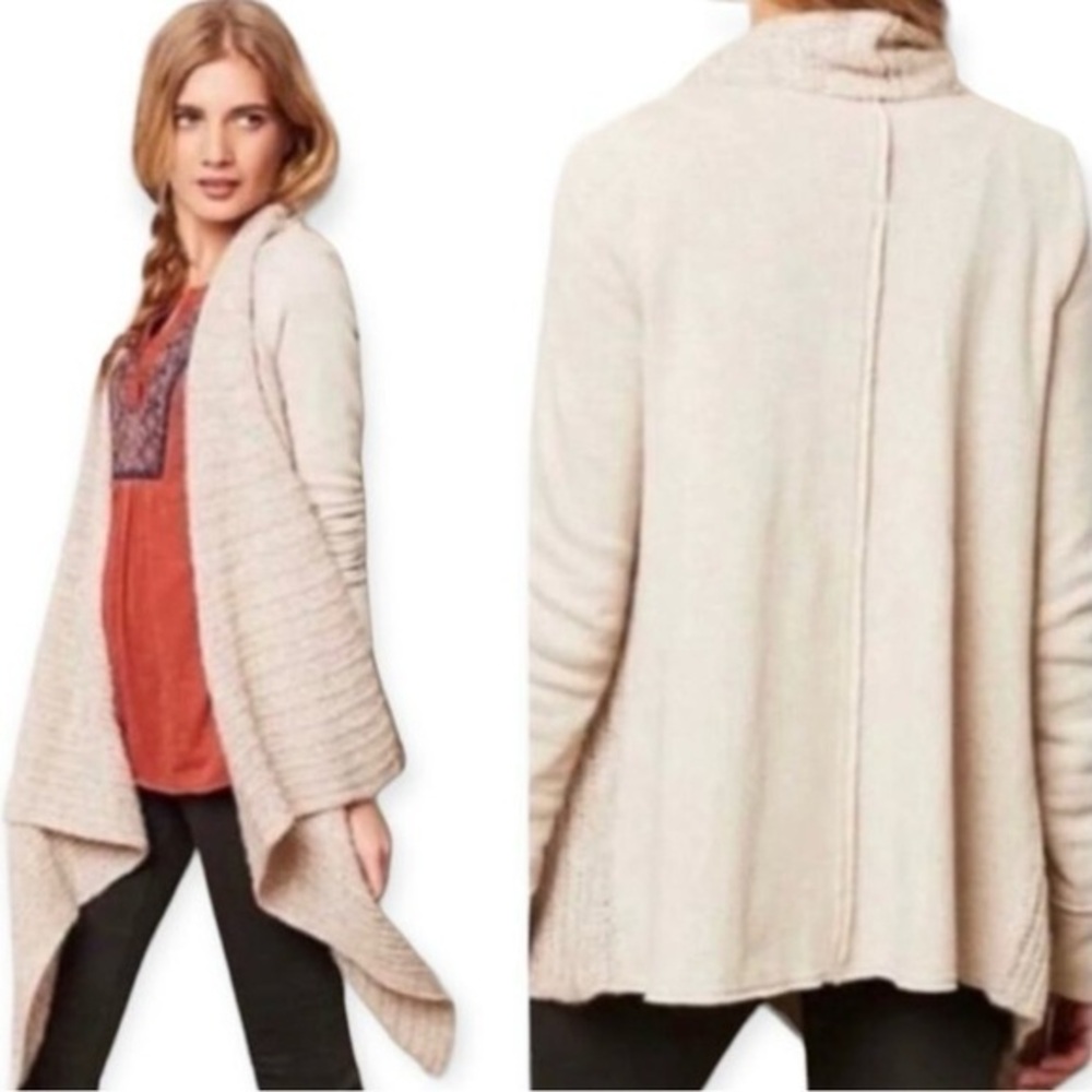 Anthropologie Saturday Sun Casado Duster‎ Open Cardigan Small Shawl Collar Beige